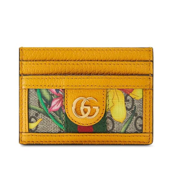 Gucci Ophidia GG Floral Card Case in Yellow NEW IN BOX - Picture 1 of 7